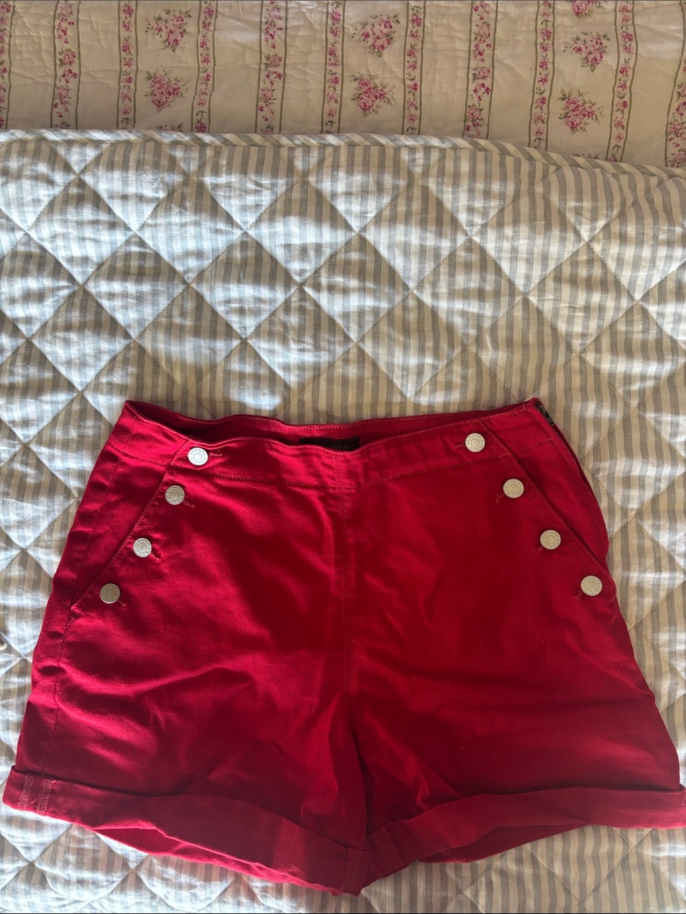 Banana Republic Red High-Rise Button Sailor Shorts